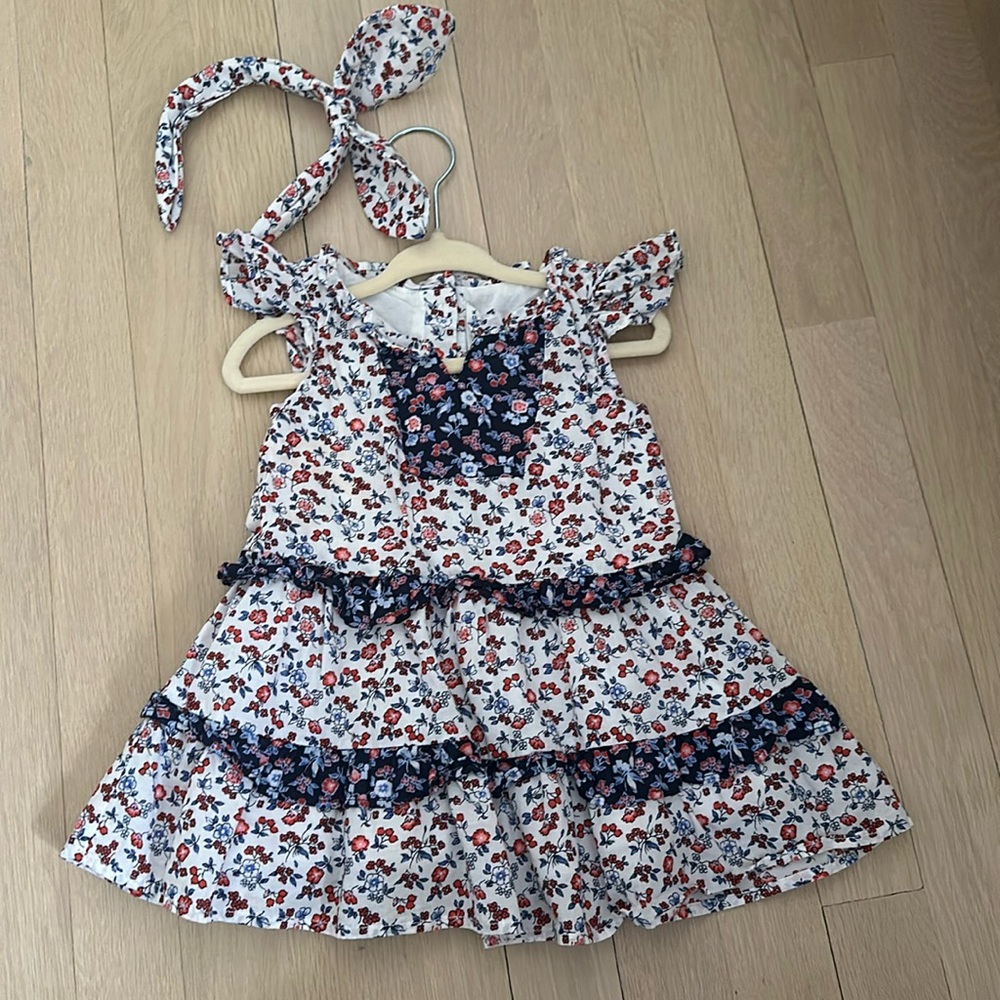 Janie and Jack floral dress size 6-12 months with matching headband